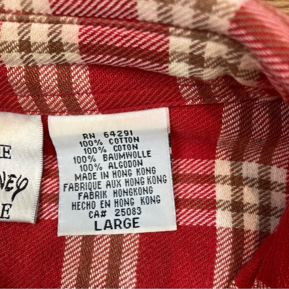 Vintage Disney Store Mickey Mouse Embroidered Flannel Button Down Shirt - Large - Picture 9 of 9